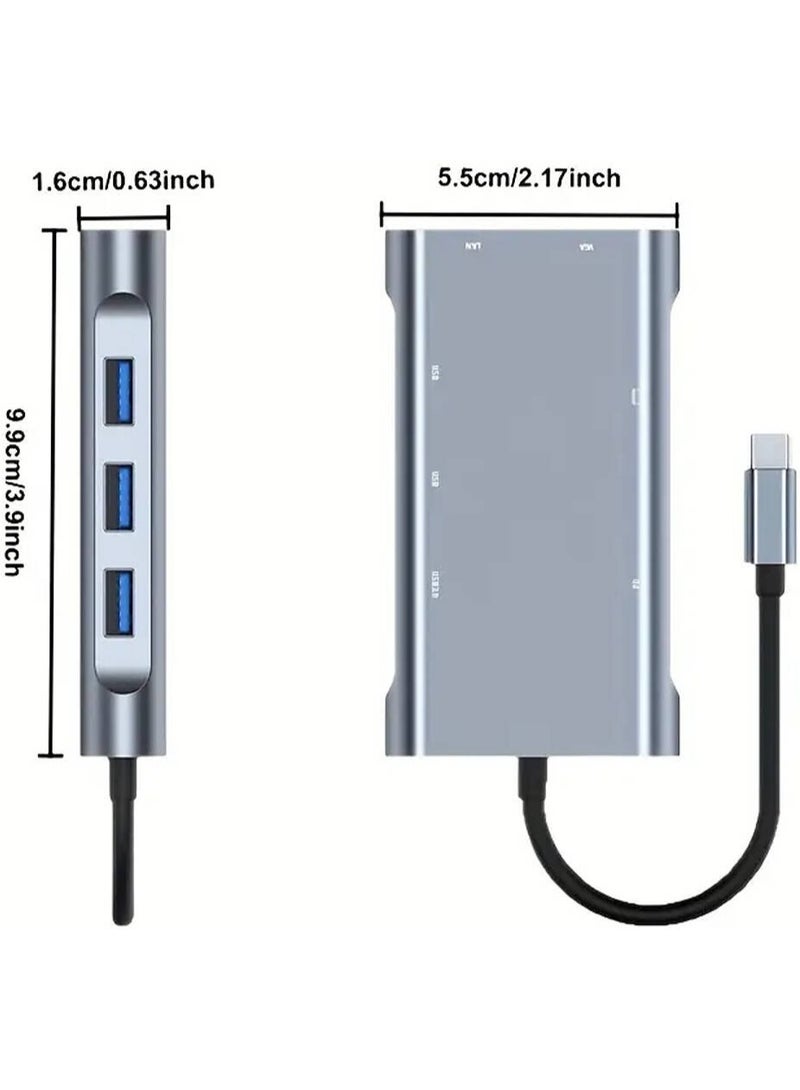 م اكس م محول USB C Hub 7 في 1، 4K 30 هرتز، من النوع C إلى HDTV، محول USB 3.0 متوافق، محطة إرساء USB C Hub 7 في 1، موزع USB C PD بقوة 100 وات، توافق عالمي، (7 منافذ-B) - Image 2